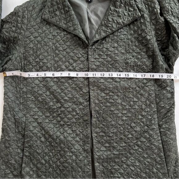Eileen Fisher Lagenloock Silk Tussah Open Front Rich Olive Blazer Jacket Small - Picture 13 of 13